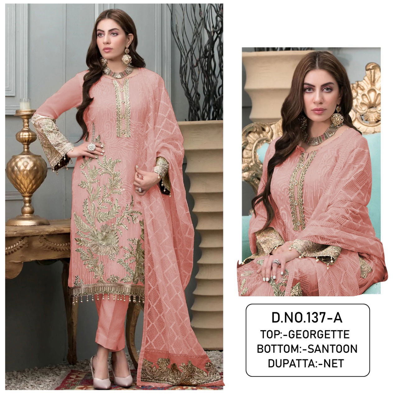 Kf 137 Embroidered Fancy Festive Wear Wholesale Pakistani Salwar Suits  Catalog
